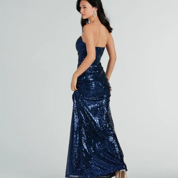 [BRAND NEW] Windsor Colette Formal Sequin Strapless High Slit Mermaid Dress - Picture 2 of 4